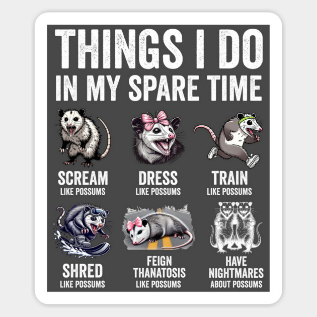 Things I Do In My Spare Time Possum Opossum Lovers Magnet by Luxinda