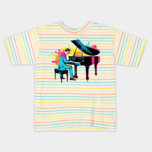 Vibrant Piano Player Kids T-Shirt