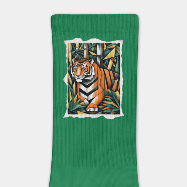 Cubist Tiger Portrait in Jungle by Urbanprint