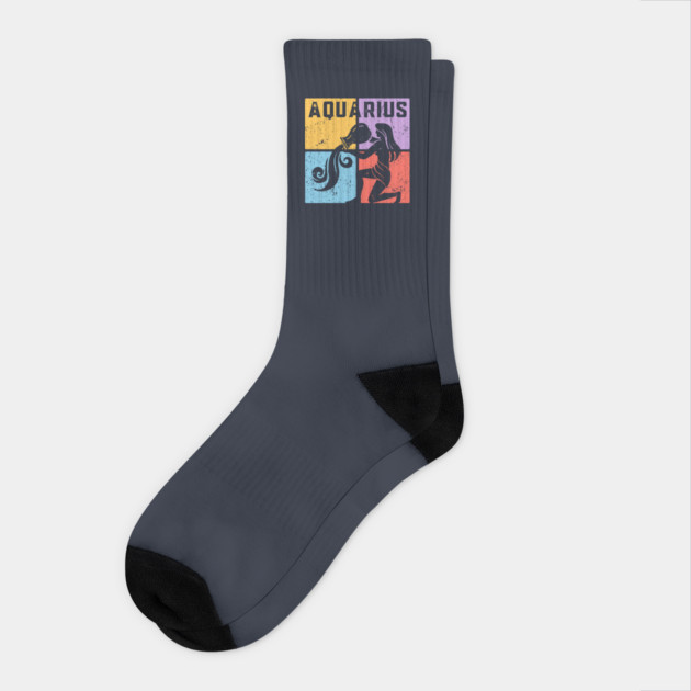 Aquarius Zodiac Art - Water Bearer Design Socks by TuncGK