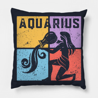 Aquarius Zodiac Art - Water Bearer Design Pillow