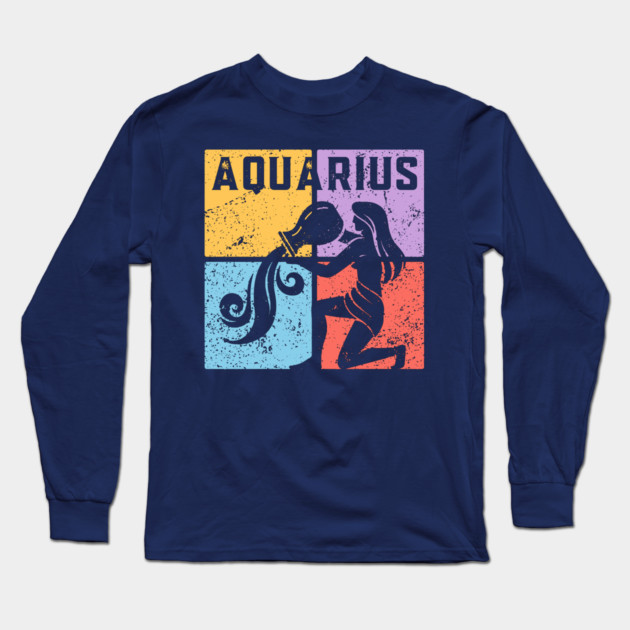 Aquarius Zodiac Art - Water Bearer Design Long Sleeve T-Shirt by TuncGK