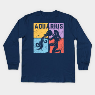 Aquarius Zodiac Art - Water Bearer Design Kids Long Sleeve T-Shirt