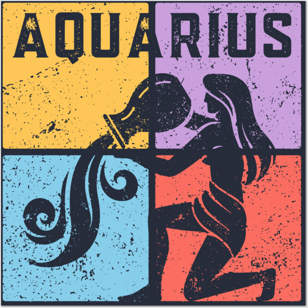 Aquarius Zodiac Art - Water Bearer Design Wall Art by TuncGK