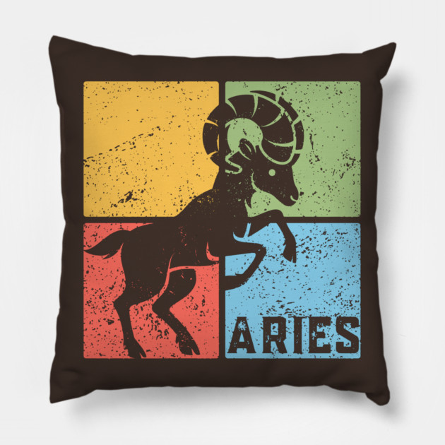 Aries Zodiac Art - Bold Ram Illustration Pillow by TuncGK