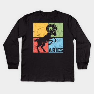 Aries Zodiac Art - Bold Ram Illustration Kids Long Sleeve T-Shirt