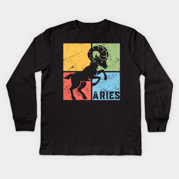 Aries Zodiac Art - Bold Ram Illustration Kids Long Sleeve T-Shirt by TuncGK