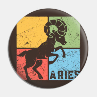 Aries Zodiac Art - Bold Ram Illustration Pin