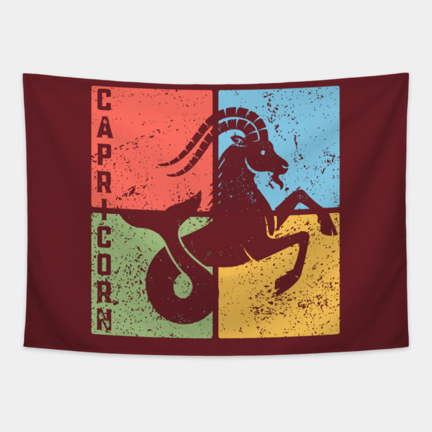 Capricorn Zodiac Art - Goat Horn Symbol Tapestry by TuncGK