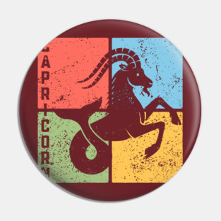 Capricorn Zodiac Art - Goat Horn Symbol Pin