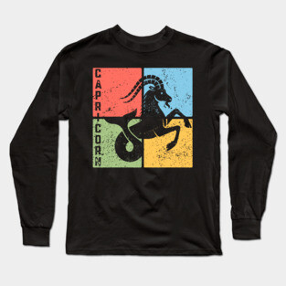 Capricorn Zodiac Art - Goat Horn Symbol Long Sleeve T-Shirt