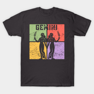 Gemini Zodiac Art - Twins Icon Design T-Shirt
