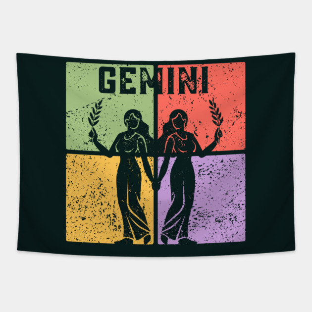Gemini Zodiac Art - Twins Icon Design Tapestry by TuncGK