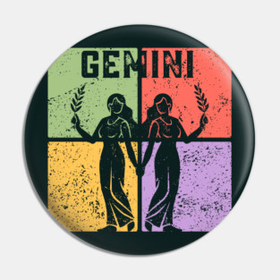 Gemini Zodiac Art - Twins Icon Design Pin