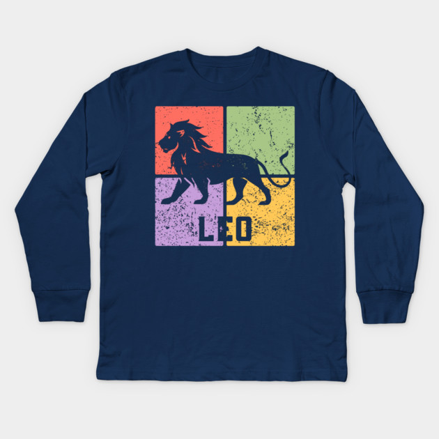 Leo Zodiac Art - Majestic Lion Symbol Kids Long Sleeve T-Shirt by TuncGK