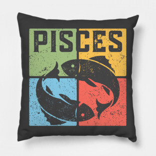 Pisces Zodiac Art - Two Fishes Illustration Pillow