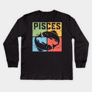 Pisces Zodiac Art - Two Fishes Illustration Kids Long Sleeve T-Shirt