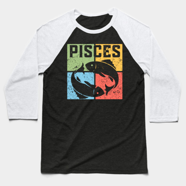 Pisces Zodiac Art - Two Fishes Illustration Baseball T-Shirt by TuncGK