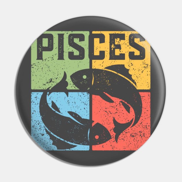 Pisces Zodiac Art - Two Fishes Illustration Pin by TuncGK