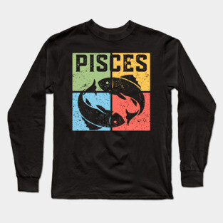 Pisces Zodiac Art - Two Fishes Illustration Long Sleeve T-Shirt