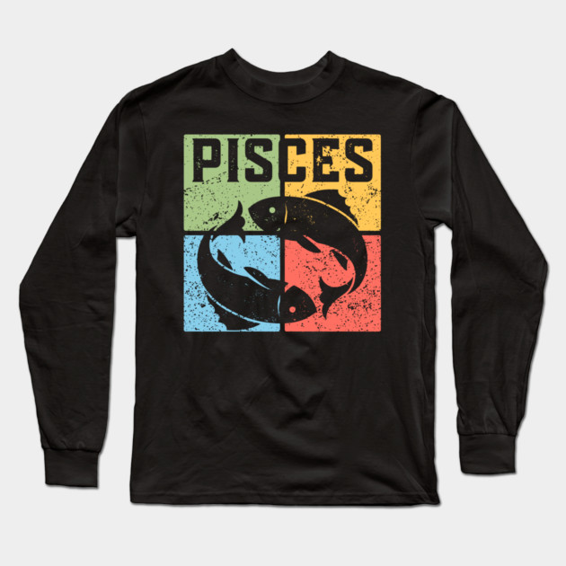 Pisces Zodiac Art - Two Fishes Illustration Long Sleeve T-Shirt by TuncGK