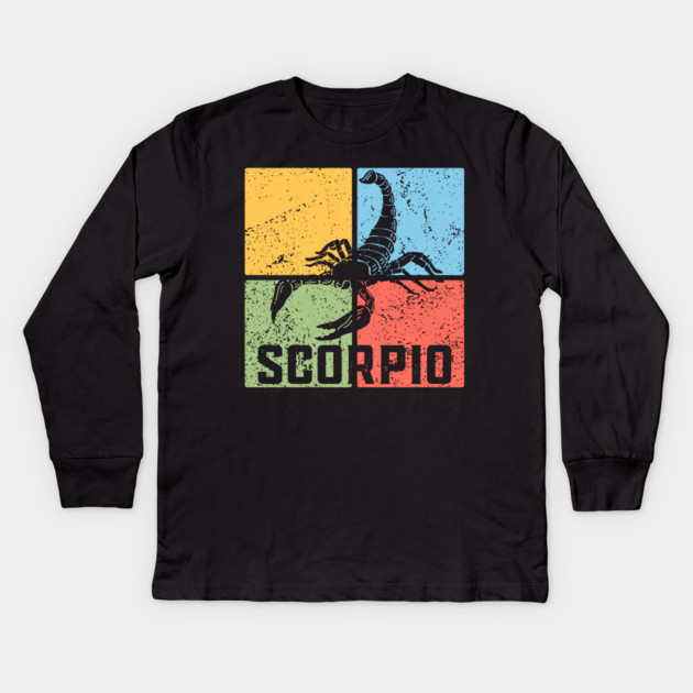 Scorpio Zodiac Art - Scorpion Emblem Kids Long Sleeve T-Shirt by TuncGK