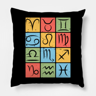 Complete Zodiac Symbols Chart Design Pillow