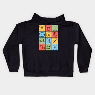 Complete Zodiac Symbols Chart Design Kids Hoodie