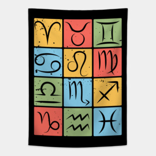 Complete Zodiac Symbols Chart Design Tapestry