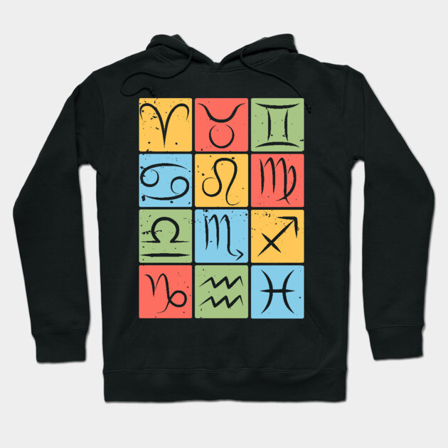 Complete Zodiac Symbols Chart Design Hoodie by TuncGK