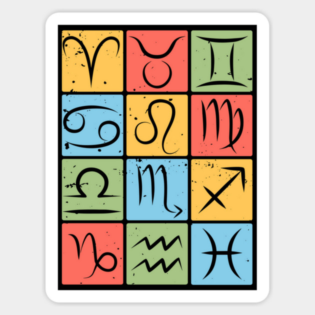 Complete Zodiac Symbols Chart Design Magnet by TuncGK