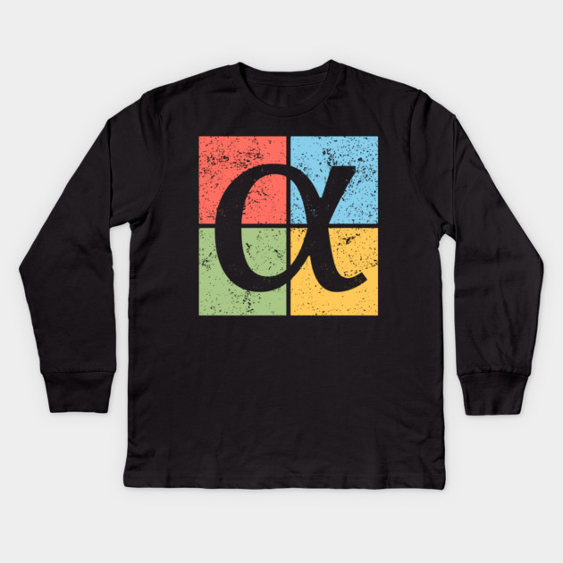 Alpha Pop Art Design - Greek Letter A Artwork Kids Long Sleeve T-Shirt by TuncGK