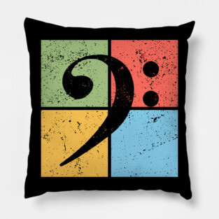 Bass Clef Pop Art Design - Retro Music Symbol Pillow