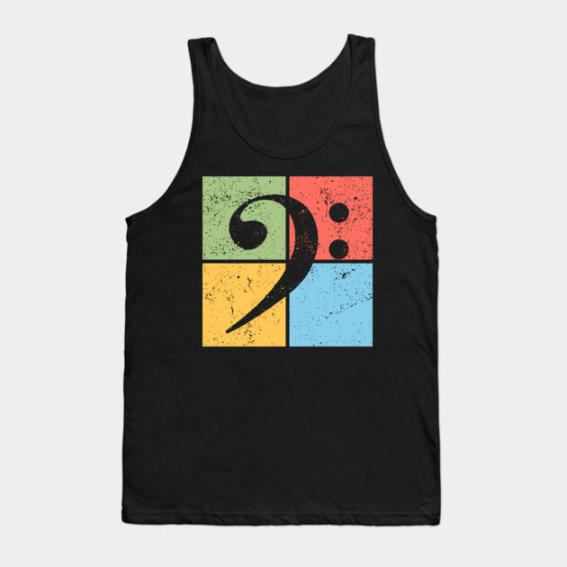 Bass Clef Pop Art Design - Retro Music Symbol Tank Top by TuncGK
