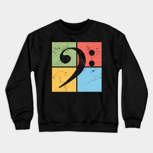 Bass Clef Pop Art Design - Retro Music Symbol Crewneck Sweatshirt