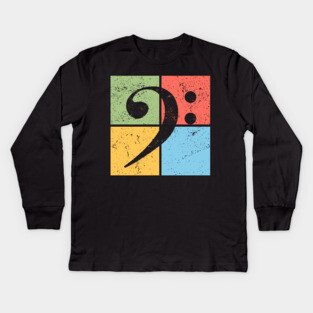 Bass Clef Pop Art Design - Retro Music Symbol Kids Long Sleeve T-Shirt