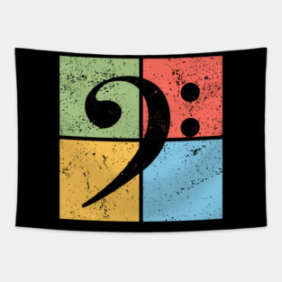 Bass Clef Pop Art Design - Retro Music Symbol Tapestry