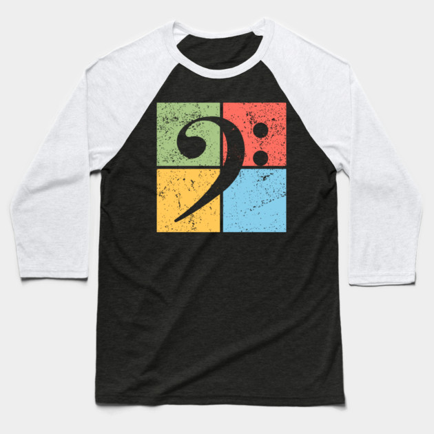 Bass Clef Pop Art Design - Retro Music Symbol Baseball T-Shirt by TuncGK