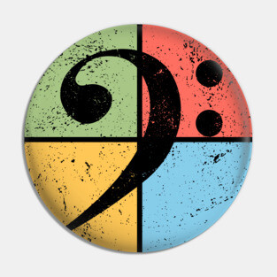 Bass Clef Pop Art Design - Retro Music Symbol Pin