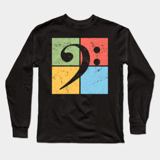 Bass Clef Pop Art Design - Retro Music Symbol Long Sleeve T-Shirt