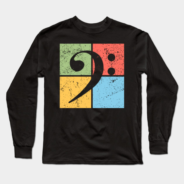 Bass Clef Pop Art Design - Retro Music Symbol Long Sleeve T-Shirt by TuncGK