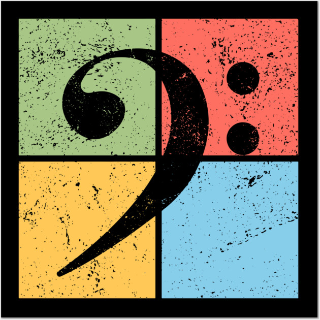 Bass Clef Pop Art Design - Retro Music Symbol Wall Art by TuncGK