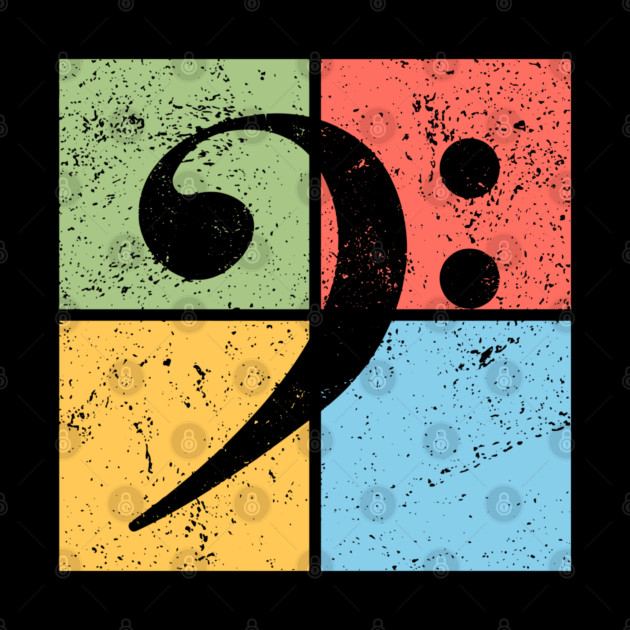 Bass Clef Pop Art Design - Retro Music Symbol by TuncGK