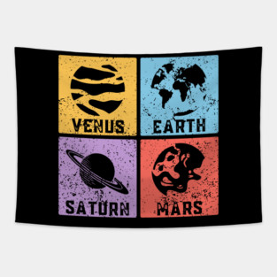 Beauty, Life, Time, War Pop Art Design - Elements Tapestry