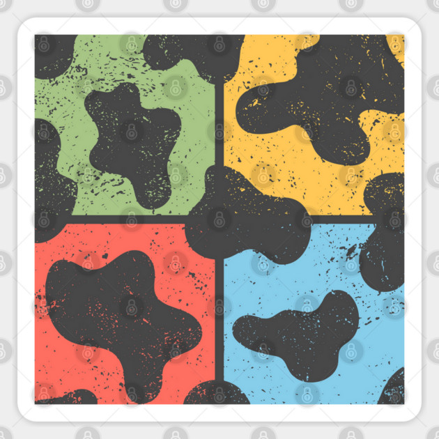 Cow Pattern Pop Art Design - Retro Animal Print Sticker by TuncGK