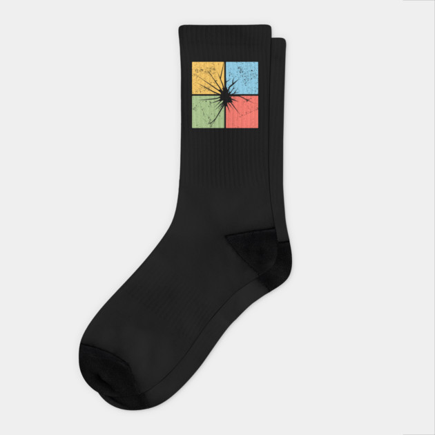 Crack Pop Art Design - Retro Distressed Effect Socks by TuncGK