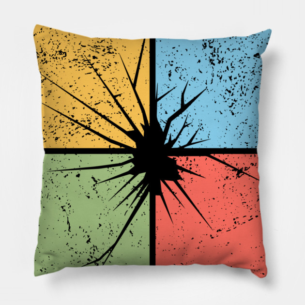 Crack Pop Art Design - Retro Distressed Effect Pillow by TuncGK