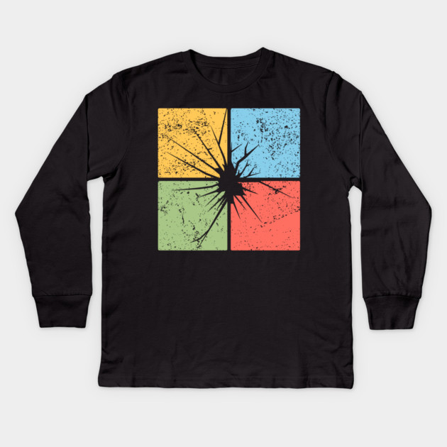 Crack Pop Art Design - Retro Distressed Effect Kids Long Sleeve T-Shirt by TuncGK