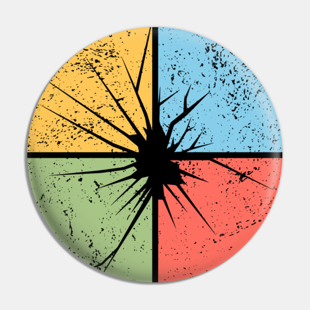 Crack Pop Art Design - Retro Distressed Effect Pin by TuncGK