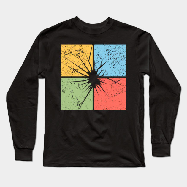 Crack Pop Art Design - Retro Distressed Effect Long Sleeve T-Shirt by TuncGK